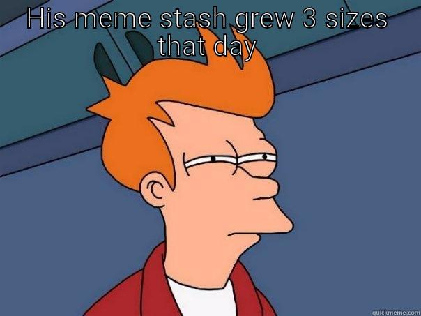 Grinch stash - HIS MEME STASH GREW 3 SIZES THAT DAY  Futurama Fry