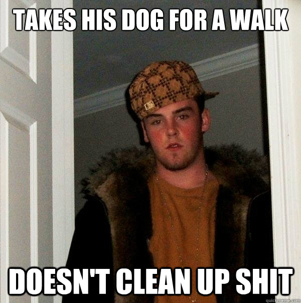 takes his dog for a walk Doesn't clean up shit  Scumbag Steve