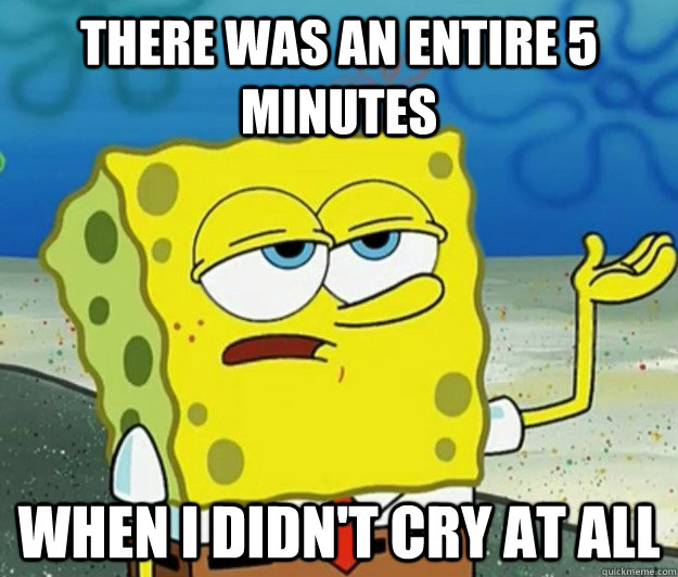 There was an entire 5 minutes when I didn't cry at all  Tough Spongebob