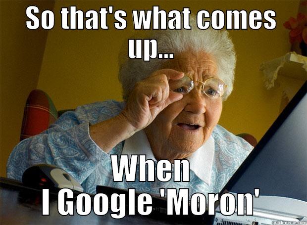 SO THAT'S WHAT COMES UP... WHEN I GOOGLE 'MORON' Grandma finds the Internet