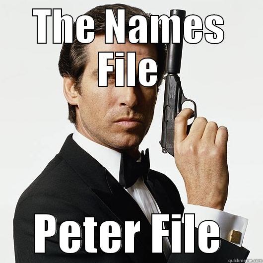 THE NAMES FILE PETER FILE Misc