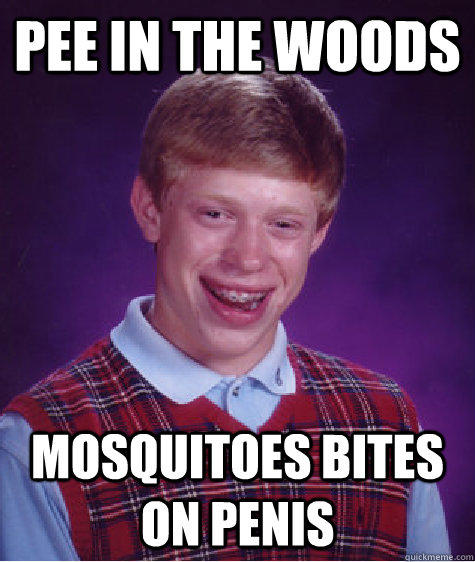 pee in the woods mosquitoes bites on penis  Bad Luck Brian