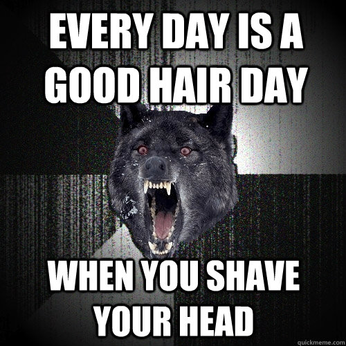 every day is a good hair day when you shave your head  Insanity Wolf