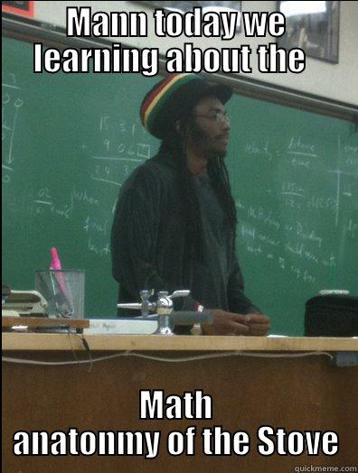 MANN TODAY WE LEARNING ABOUT THE   MATH ANATONMY OF THE STOVE Rasta Science Teacher