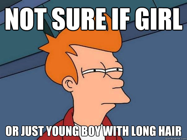 not sure if girl or just young boy with long hair  Futurama Fry