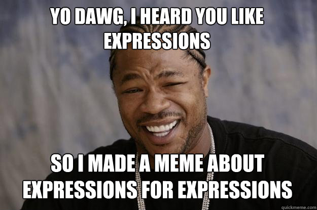 yo dawg, i heard you like expressions So i made a meme about expressions for expressions  Xzibit