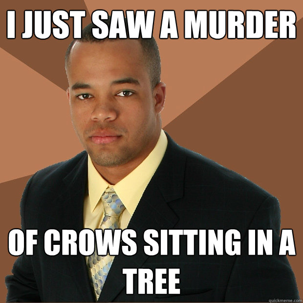 I just saw a murder of crows sitting in a tree  Successful Black Man