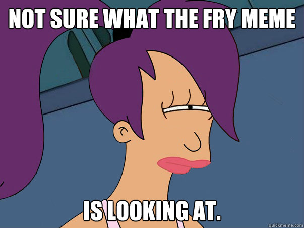 Not sure what the Fry meme is looking at. - Not sure what the Fry meme is looking at.  Leela Futurama