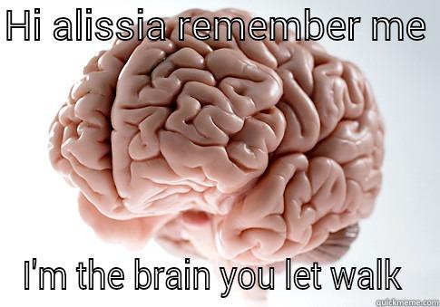 HI ALISSIA REMEMBER ME  I'M THE BRAIN YOU LET WALK  Scumbag Brain