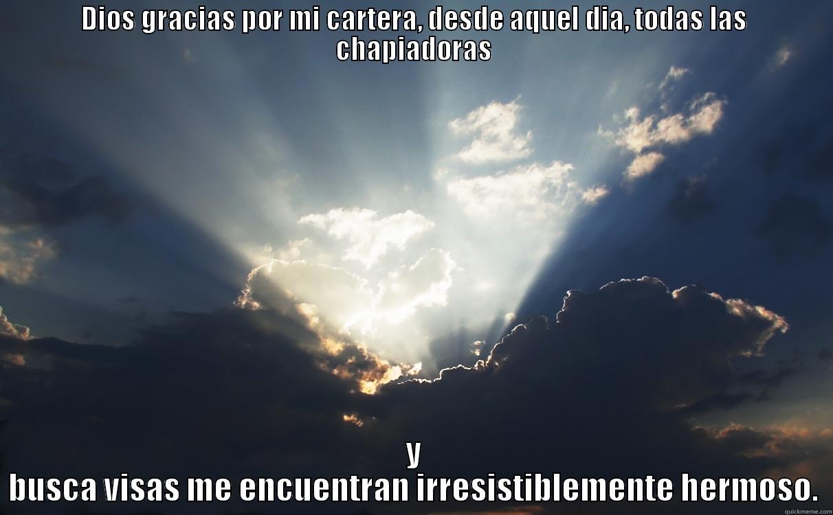 DIOS GRACIAS POR MI CARTERA, DESDE AQUEL DIA, TODAS LAS CHAPIADORAS Y BUSCA VISAS ME ENCUENTRAN IRRESISTIBLEMENTE HERMOSO. Misc