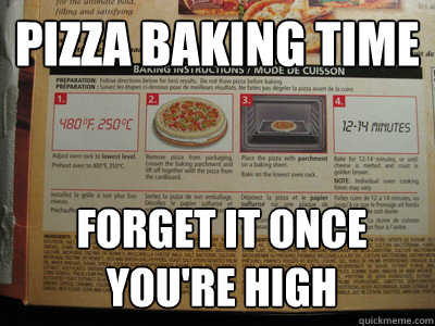 Pizza baking time Forget it once you're high  