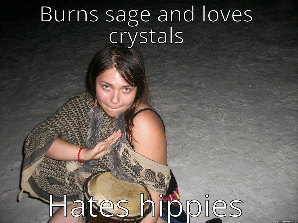 BURNS SAGE AND LOVES CRYSTALS HATES HIPPIES Misc