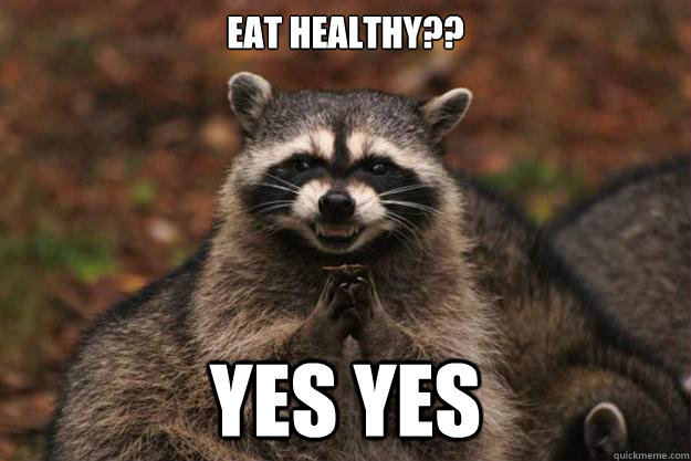 Eat Healthy?? Yes Yes - Eat Healthy?? Yes Yes  Evil Plotting Raccoon