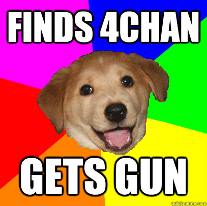 finds 4chan gets gun - finds 4chan gets gun  Advice Dog