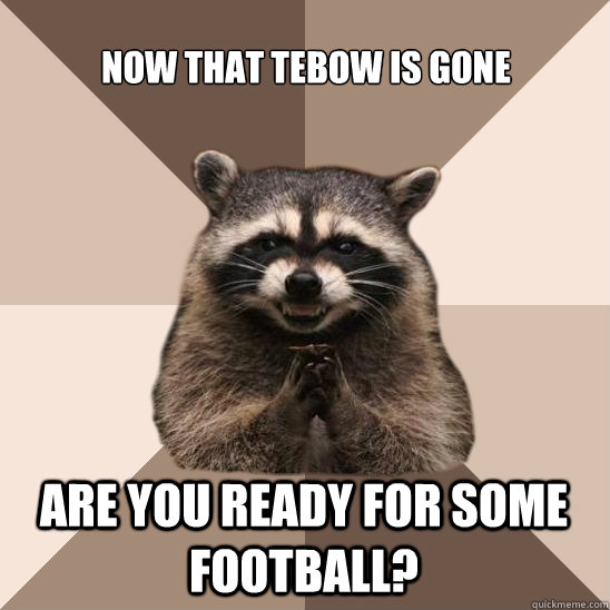 Now That Tebow Is Gone Are You Ready For Some Football?  Evil Plotting Raccoon