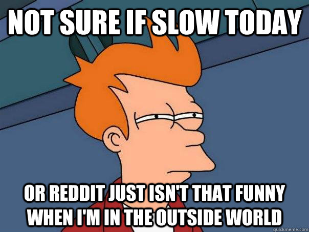 Not sure if slow today Or reddit just isn't that funny when i'm in the outside world  Futurama Fry