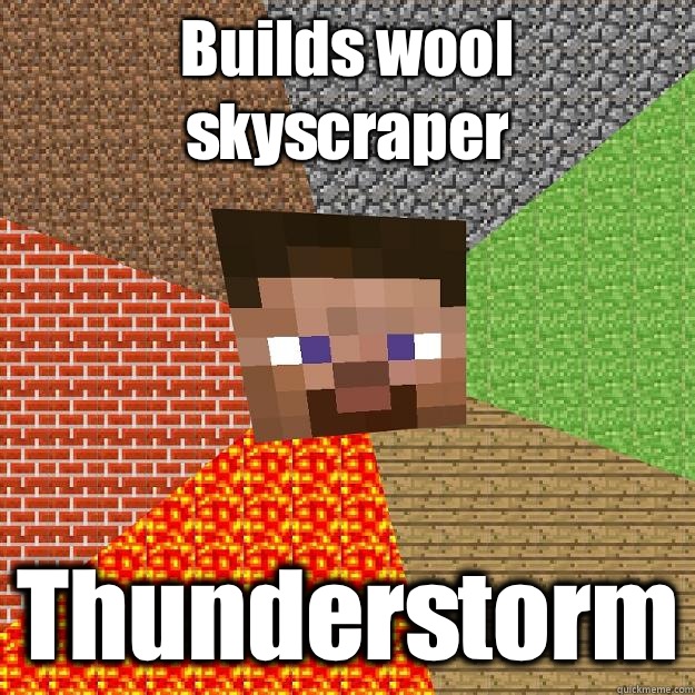 Builds wool skyscraper Thunderstorm  Minecraft