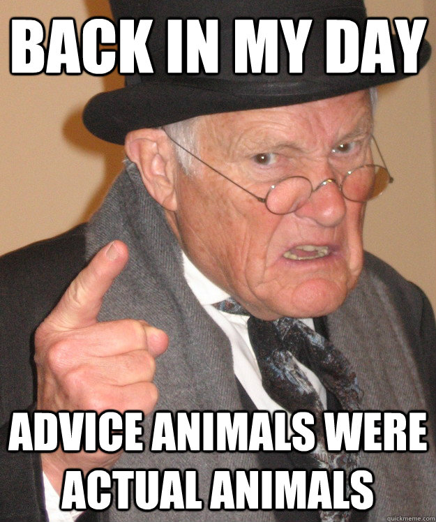 Back in my day Advice animals were actual animals  Angry Old Man