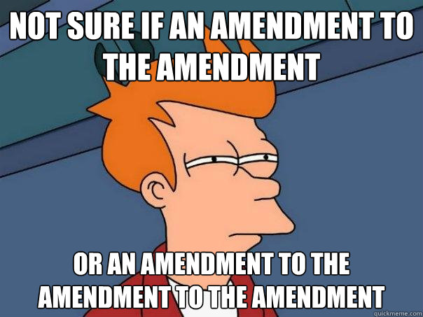 Not sure if an amendment to the amendment Or an amendment to the amendment to the amendment  Futurama Fry