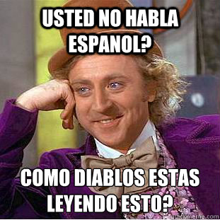 Usted no habla espanol?  ¿Como diablos estas leyendo esto?  Condescending Wonka