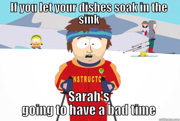 IF YOU LET YOUR DISHES SOAK IN THE SINK SARAH'S GOING TO HAVE A BAD TIME Super Cool Ski Instructor