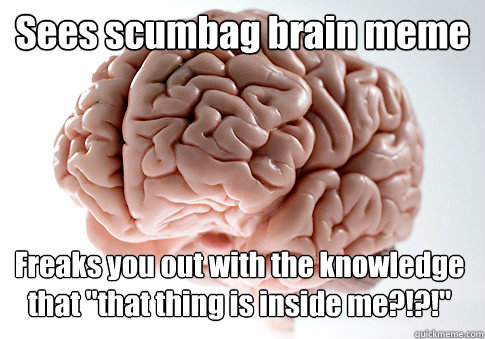 Sees scumbag brain meme Freaks you out with the knowledge that 