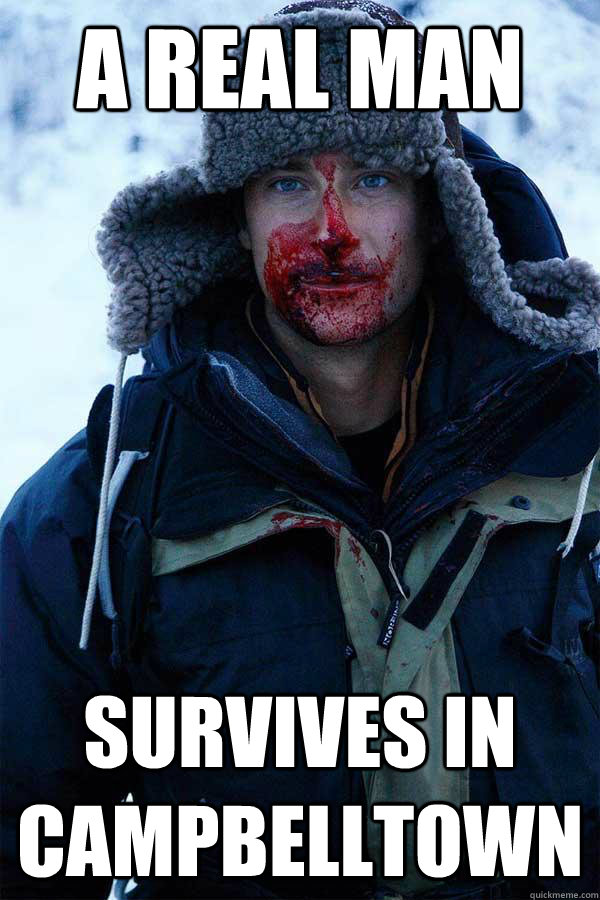 A real man survives in campbelltown  Bear Grylls