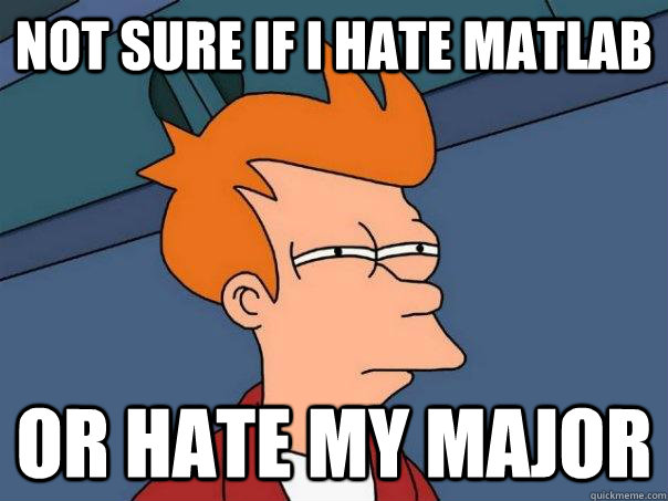 Not sure if I hate Matlab Or hate my major  Futurama Fry