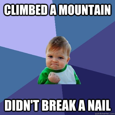 Climbed a mountain Didn't break a nail  Success Kid