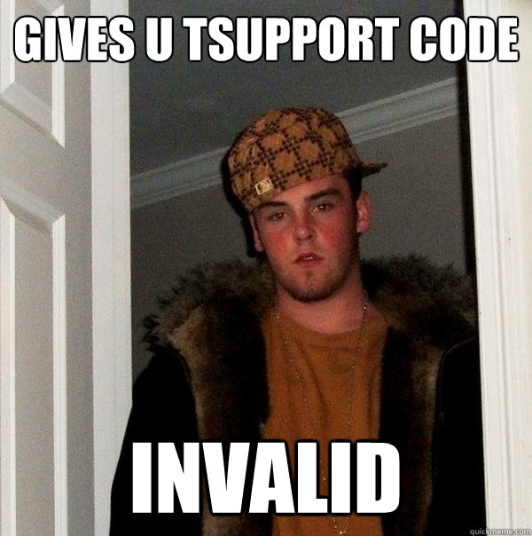 Gives u TSupport code Invalid - Gives u TSupport code Invalid  Scumbag Steve