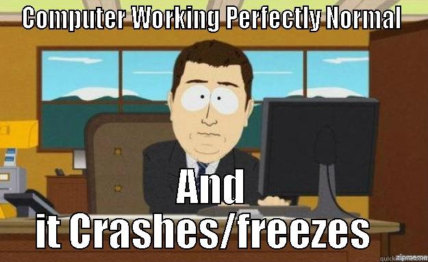 COMPUTER WORKING PERFECTLY NORMAL AND IT CRASHES/FREEZES   aaaand its gone