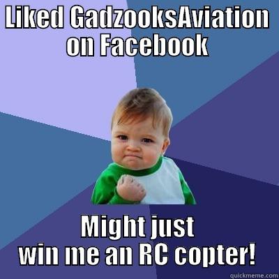 LIKED GADZOOKSAVIATION ON FACEBOOK MIGHT JUST WIN ME AN RC COPTER! Success Kid