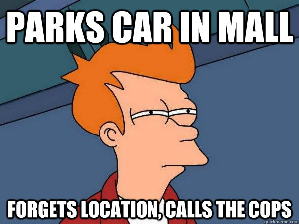 Parks car in mall Forgets location, calls the cops  Futurama Fry