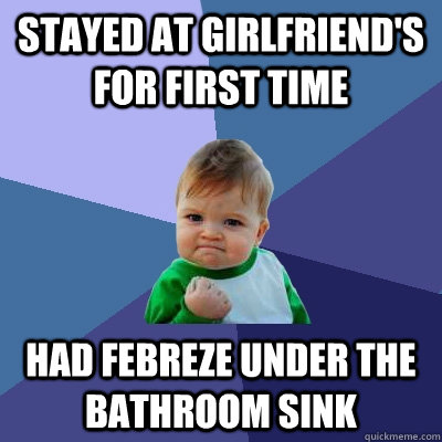 stayed at girlfriend's for first time had febreze under the bathroom sink   Success Kid