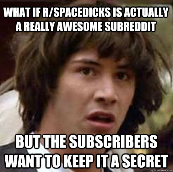 what if r/spacedicks is actually a really awesome subreddit but the subscribers want to keep it a secret - what if r/spacedicks is actually a really awesome subreddit but the subscribers want to keep it a secret  conspiracy keanu