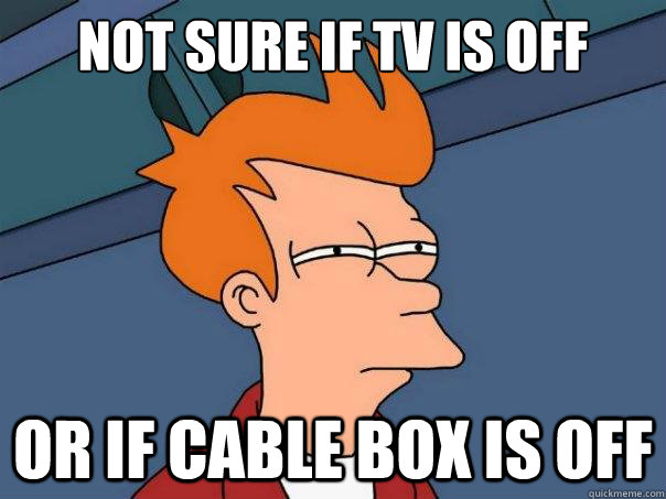 Not sure if TV is off Or if cable box is off - Not sure if TV is off Or if cable box is off  Futurama Fry