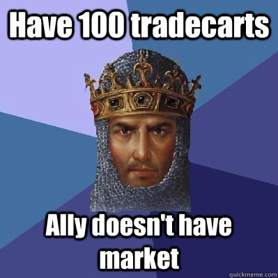 Have 100 tradecarts Ally doesn't have market  Age of Empires