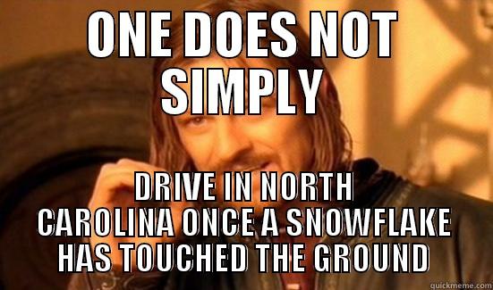 ONE DOES NOT SIMPLY DRIVE IN NORTH CAROLINA ONCE A SNOWFLAKE HAS TOUCHED THE GROUND Boromir