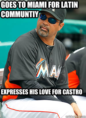 Goes to miami for latin communtiy                 Expresses his love for castro - Goes to miami for latin communtiy                 Expresses his love for castro  Ozzie Guillen