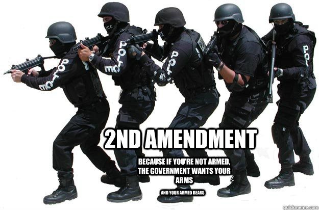 2nd Amendment Because if you're not armed, the government wants your arms And your armed bears  