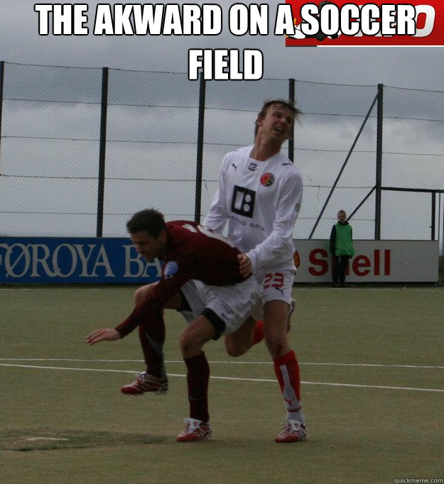 The akward on a Soccer field  