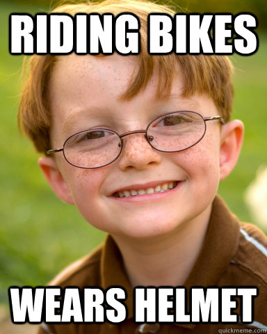 Riding bikes  wears helmet - Riding bikes  wears helmet  Disappointing Childhood Friend