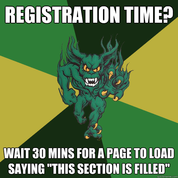 Registration time? wait 30 mins for a page to load saying 