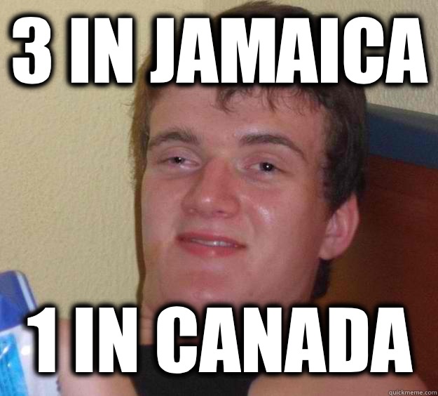 3 in Jamaica 1 in Canada  10 Guy