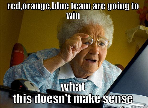 RED,ORANGE,BLUE TEAM ARE GOING TO WIN WHAT THIS DOESN'T MAKE SENSE Grandma finds the Internet