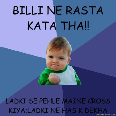 BILLI NE RASTA KATA THA!! LADKI SE PEHLE MAINE CROSS KIYA;LADKI NE HAS K DEKHA  Success Kid