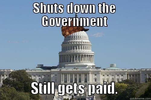 No Work, All Pay - SHUTS DOWN THE GOVERNMENT             STILL GETS PAID.            Scumbag Government