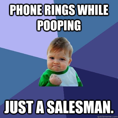 Phone rings while pooping just a salesman.  Success Kid