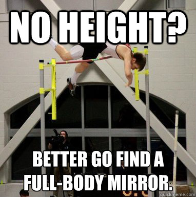 no height? Better go find a 
full-body mirror.  MIT Pole Vault