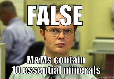 FALSE M&MS CONTAIN 10 ESSENTIAL MINERALS Schrute